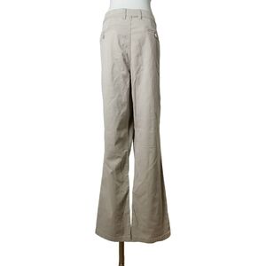 🐸 38"W & 34"W，men's beige straight-leg pants with a button and zipper fly